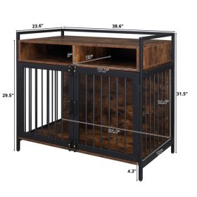 38.6 "Furniture Dog Cage, Metal Heavy Duty Super Sturdy Dog Cage, Dog Crate for Small/Medium Dogs, Double Door and Double Lock