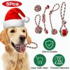 5Pcs Christmas Dog Rope Chew Toys Dog Interactive Toys Set for Puppy Small Medium Aggressive Chewers Dogs Training Teething Playing