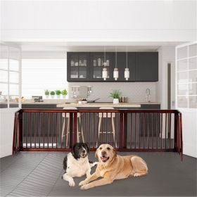 Wooden Pet Gate 3 Panels,Freestanding Length Adjustable