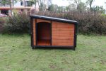 46"Dog House Outdoor & Indoor Wooden Dog Kennel for Winter with Raised Feet Weatherproof for Large Dogs(Gold red and black)PVC waterproof roof(L)