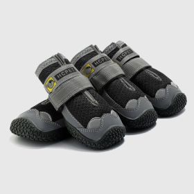 Pet Non-Skid Booties, Waterproof Socks Breathable Non-Slip with 3m Reflective Adjustable Strap Small to Large Size (4PCS/Set) Paw Protector (Color: black, size: L)