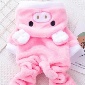 Pet Apparel; Piggy Shaped Winter Warm Flush Clothes For Doggy (Color: pink, size: XXL)