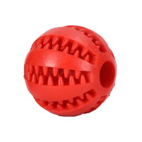 Dog Squeaky Ball Toy; Pet Chew Toy For Dog; Tooth Cleaning Ball Bite Resistant Pet Supplies (Color: Red, size: 2.7Inch)