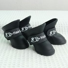 Dog Adjustable Straps & Waterproof Outdoor Booties For Snow & Rain (Color: black, size: XXL)