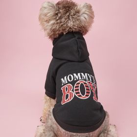 Pet Hoodie For Small & Medium Dogs; "Mommy's Boy" Pattern Dog Hoodie; Winter Pet Apparel (Color: black, size: XL)