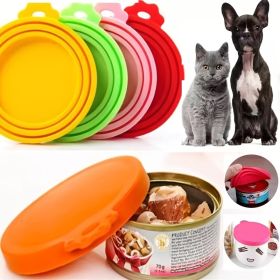 Pet Food Can Covers; Universal Safe Silicone Dog & Cat Food Can Lids; pack of 2 (Color: orange)