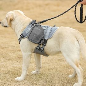 Universal Outdoor Dog Harness With Pet Leash And Snap Shackle Hitched Loop For Dogs (Color: grey, size: L)