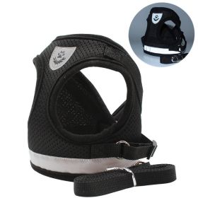 dog Harnesses and dog leash set; Pet Chest Strap Vest Dog Towing Rope Reflective Breathable Dog Rope Pet Supplies Wholesale (Specification (L * W): L, colour: black)