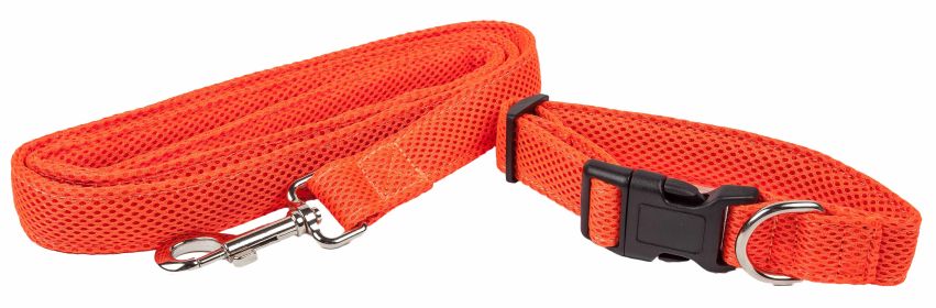 Pet Life 'Aero Mesh' 2-In-1 Dual Sided Comfortable And Breathable Adjustable Mesh Dog Leash-Collar (Color: orange, size: medium)