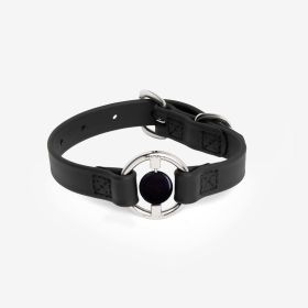 Luxury Spill-Proof Dog Collar Embedded with Healing Crystal (Color: black, size: X-Small)